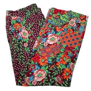 NEW Chicos Pull On Folk Art Wide Leg Pants Size‎ 3R/16R Colorful Boho Artsy Bold